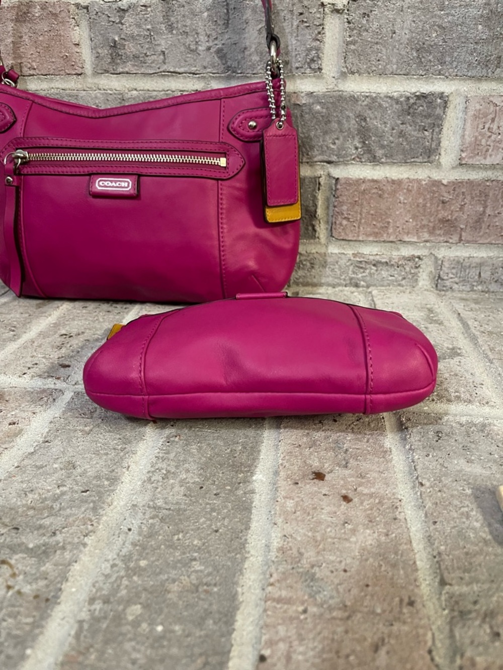 Coach Magenta Shoulder Bag with Removable Strap and Wristlet - Picture 11 of 14